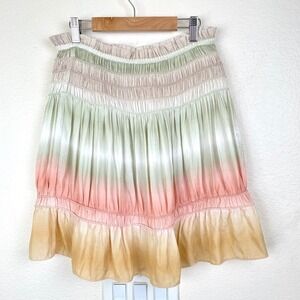 Mini Skirt Sz S Fairy Grunge Festival Coquette Whimsy Flowy Satin Ruffle Tiered